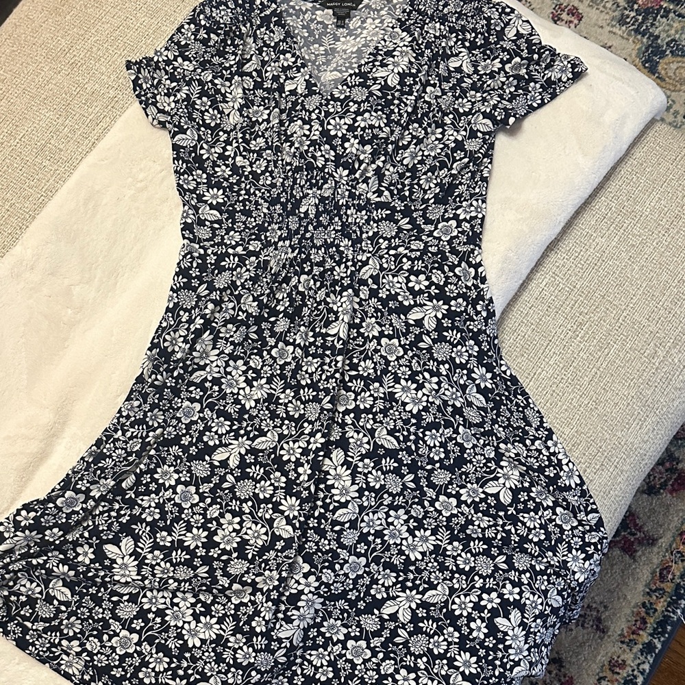Maggy London Dark Navy and White Floral Dress